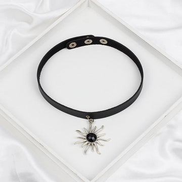Explosive Jewelry Punk Sunflower Leather Collar